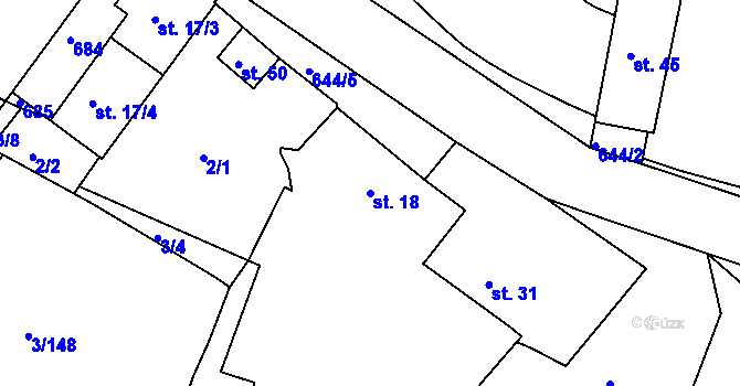 Parcela st. 18 v KÚ Třebýcinka, Katastrální mapa