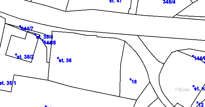 Parcela st. 36 v KÚ Třebýcinka, Katastrální mapa