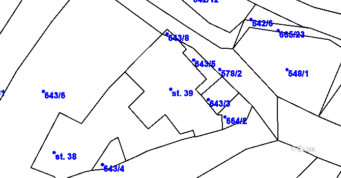 Parcela st. 39 v KÚ Třebýcinka, Katastrální mapa