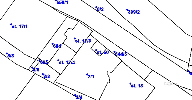 Parcela st. 50 v KÚ Třebýcinka, Katastrální mapa