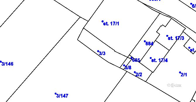 Parcela st. 3/3 v KÚ Třebýcinka, Katastrální mapa