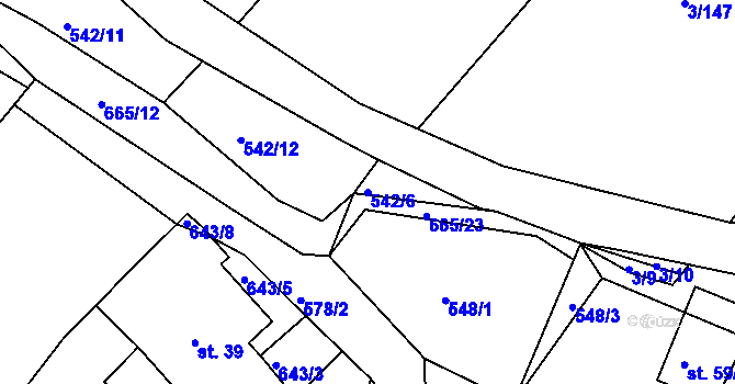 Parcela st. 542/6 v KÚ Třebýcinka, Katastrální mapa
