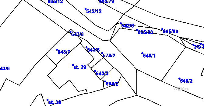 Parcela st. 578/2 v KÚ Třebýcinka, Katastrální mapa