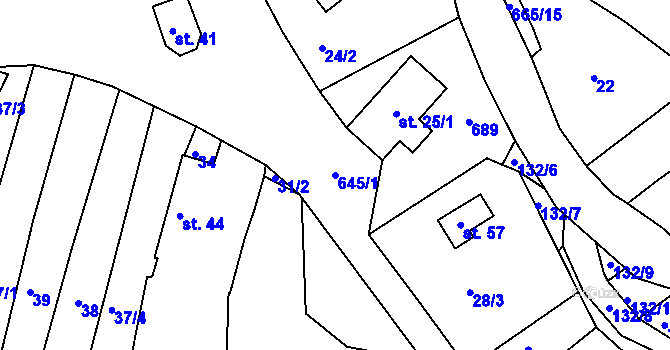 Parcela st. 645/1 v KÚ Třebýcinka, Katastrální mapa