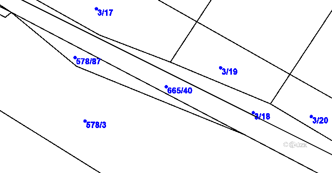 Parcela st. 665/40 v KÚ Třebýcinka, Katastrální mapa