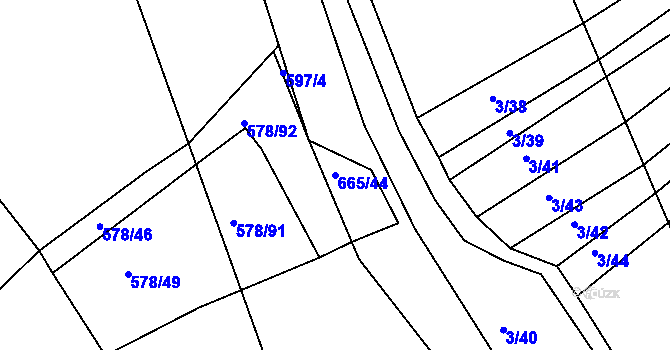 Parcela st. 665/44 v KÚ Třebýcinka, Katastrální mapa