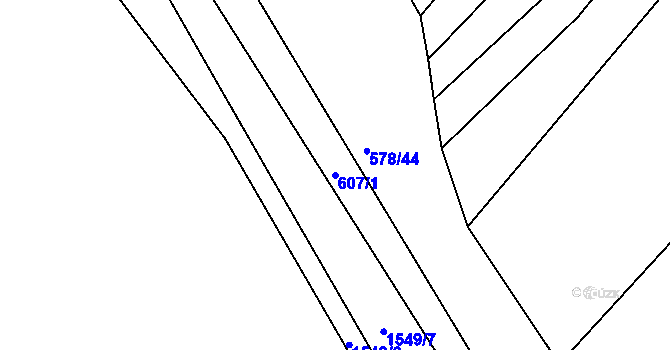 Parcela st. 607/1 v KÚ Třebýcinka, Katastrální mapa