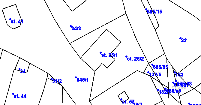 Parcela st. 25/1 v KÚ Třebýcinka, Katastrální mapa