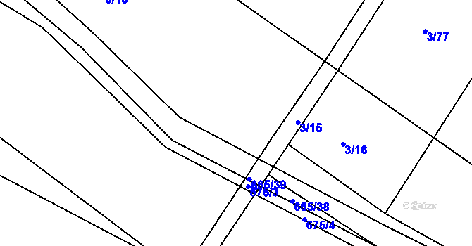 Parcela st. 3/14 v KÚ Třebýcinka, Katastrální mapa
