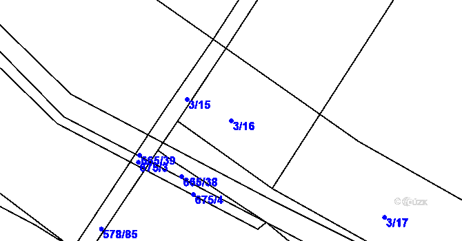 Parcela st. 3/16 v KÚ Třebýcinka, Katastrální mapa