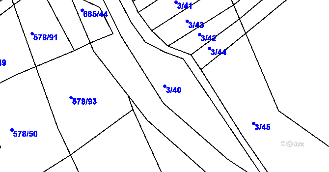 Parcela st. 3/40 v KÚ Třebýcinka, Katastrální mapa