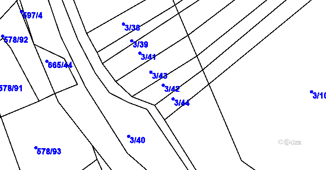Parcela st. 3/42 v KÚ Třebýcinka, Katastrální mapa