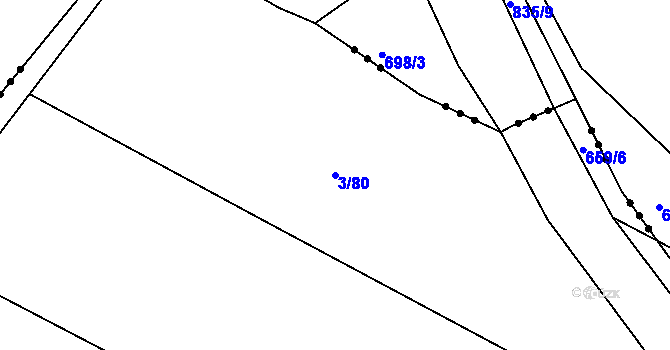 Parcela st. 3/80 v KÚ Třebýcinka, Katastrální mapa