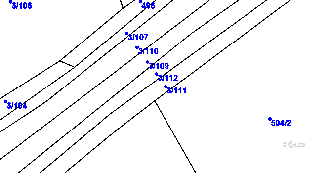 Parcela st. 3/111 v KÚ Třebýcinka, Katastrální mapa