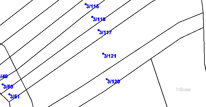 Parcela st. 3/121 v KÚ Třebýcinka, Katastrální mapa