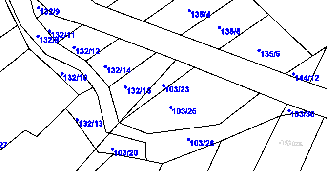 Parcela st. 103/23 v KÚ Třebýcinka, Katastrální mapa