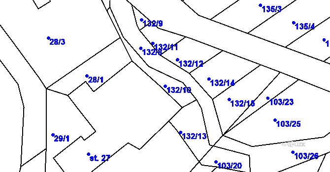 Parcela st. 132/10 v KÚ Třebýcinka, Katastrální mapa