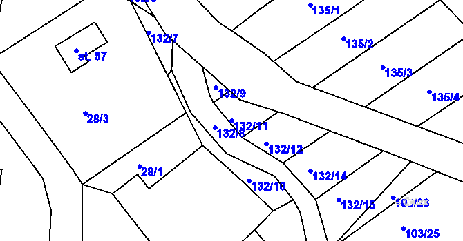 Parcela st. 132/11 v KÚ Třebýcinka, Katastrální mapa