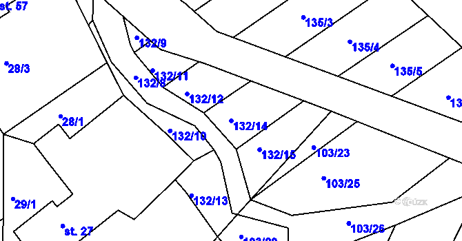 Parcela st. 132/14 v KÚ Třebýcinka, Katastrální mapa
