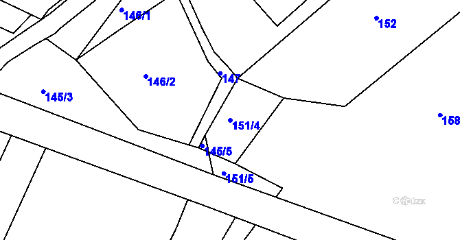 Parcela st. 151/4 v KÚ Třebýcinka, Katastrální mapa