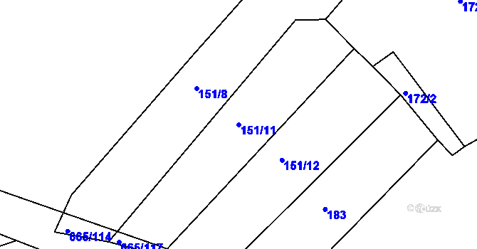 Parcela st. 151/11 v KÚ Třebýcinka, Katastrální mapa