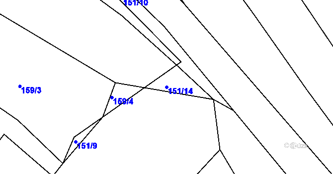 Parcela st. 151/14 v KÚ Třebýcinka, Katastrální mapa