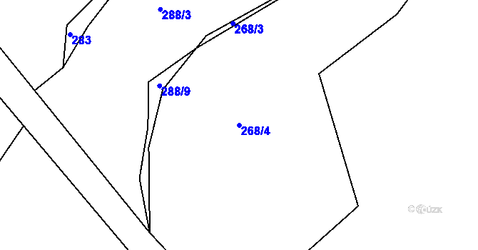Parcela st. 268/4 v KÚ Třebýcinka, Katastrální mapa
