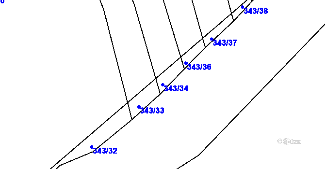 Parcela st. 343/34 v KÚ Třebýcinka, Katastrální mapa