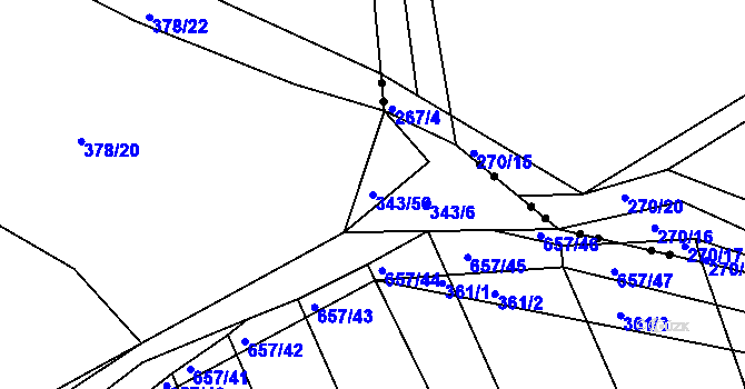 Parcela st. 343/50 v KÚ Třebýcinka, Katastrální mapa