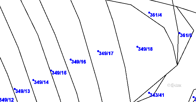 Parcela st. 349/17 v KÚ Třebýcinka, Katastrální mapa