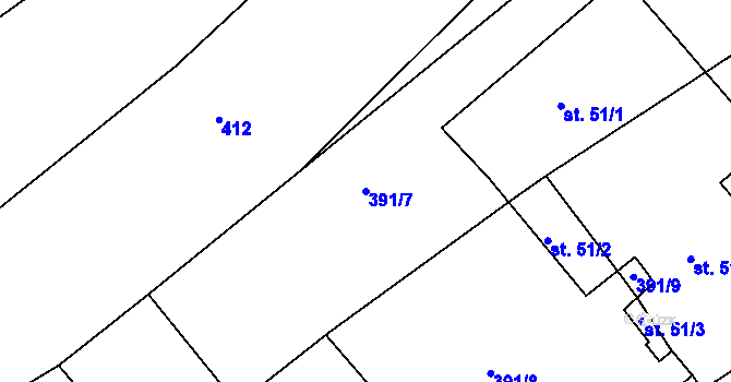 Parcela st. 391/7 v KÚ Třebýcinka, Katastrální mapa