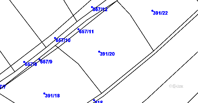 Parcela st. 391/20 v KÚ Třebýcinka, Katastrální mapa