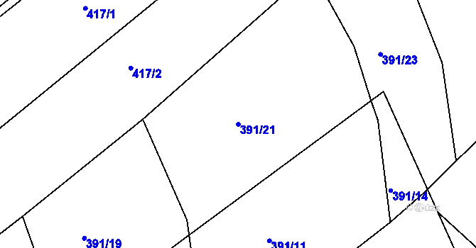 Parcela st. 391/21 v KÚ Třebýcinka, Katastrální mapa