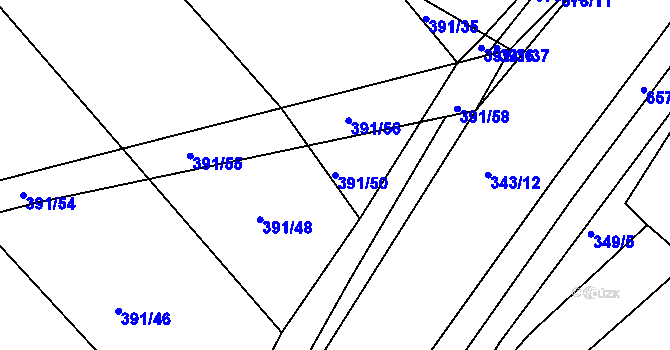 Parcela st. 391/50 v KÚ Třebýcinka, Katastrální mapa