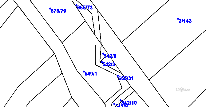Parcela st. 542/8 v KÚ Třebýcinka, Katastrální mapa