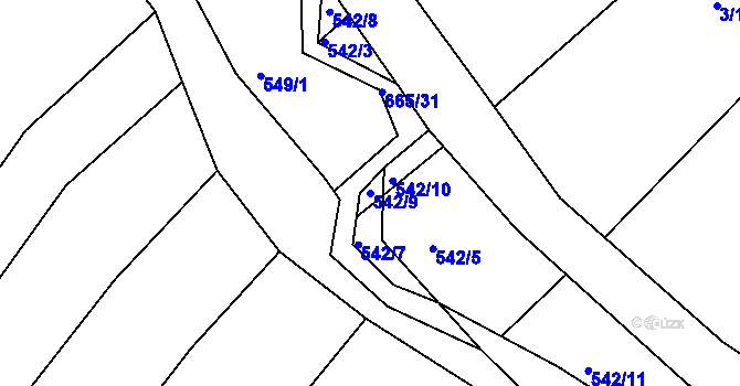 Parcela st. 542/9 v KÚ Třebýcinka, Katastrální mapa