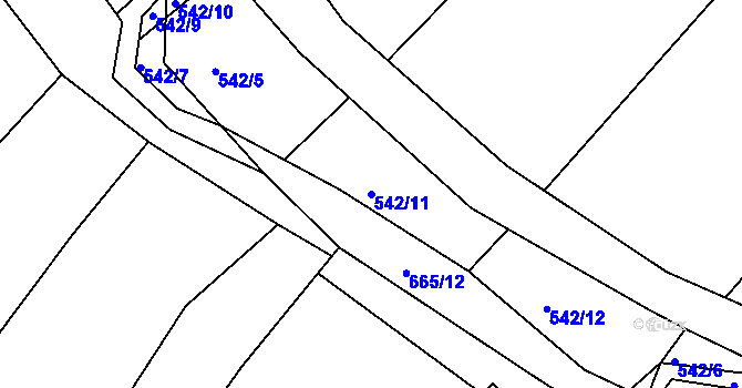 Parcela st. 542/11 v KÚ Třebýcinka, Katastrální mapa