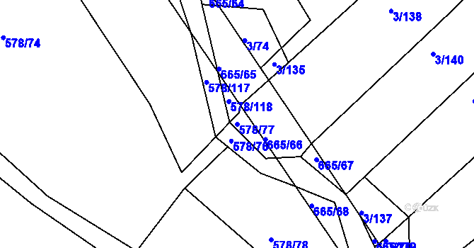 Parcela st. 578/77 v KÚ Třebýcinka, Katastrální mapa