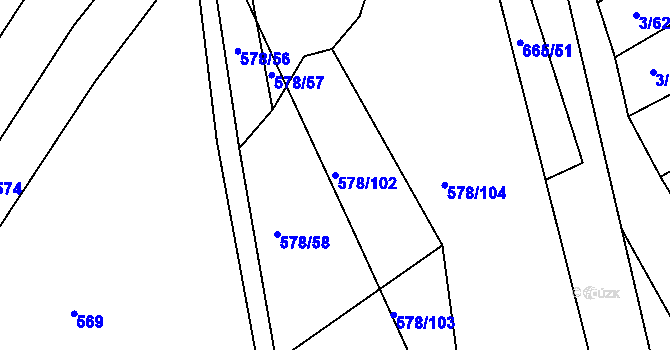 Parcela st. 578/102 v KÚ Třebýcinka, Katastrální mapa