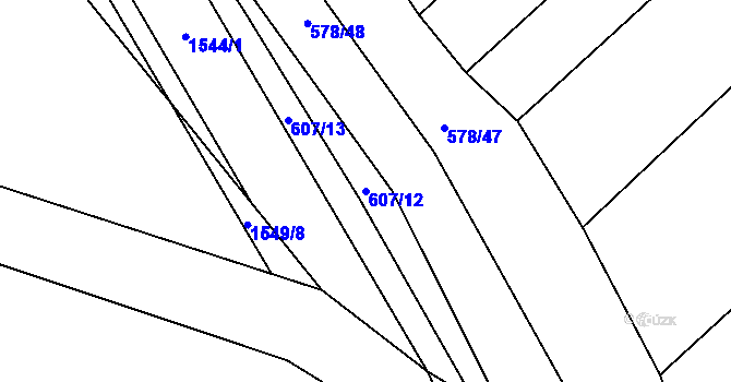 Parcela st. 607/12 v KÚ Třebýcinka, Katastrální mapa