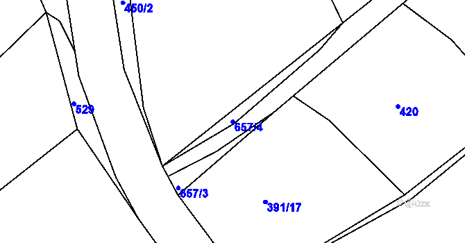 Parcela st. 657/4 v KÚ Třebýcinka, Katastrální mapa