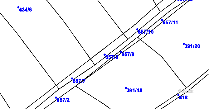 Parcela st. 657/8 v KÚ Třebýcinka, Katastrální mapa