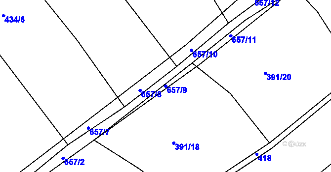 Parcela st. 657/9 v KÚ Třebýcinka, Katastrální mapa