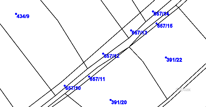 Parcela st. 657/12 v KÚ Třebýcinka, Katastrální mapa