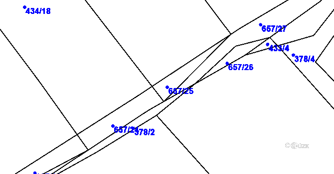 Parcela st. 657/25 v KÚ Třebýcinka, Katastrální mapa