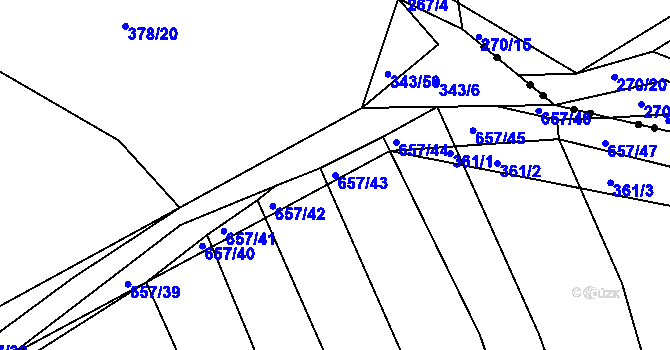 Parcela st. 657/43 v KÚ Třebýcinka, Katastrální mapa