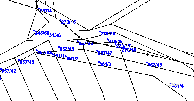 Parcela st. 657/47 v KÚ Třebýcinka, Katastrální mapa