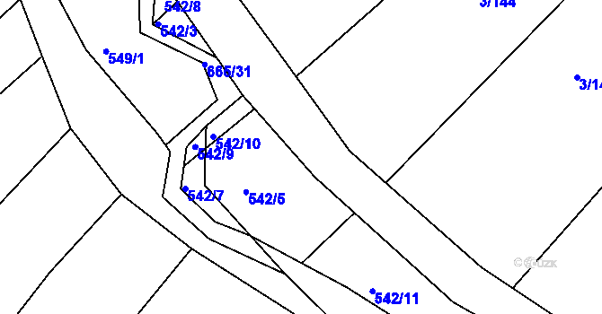 Parcela st. 665/77 v KÚ Třebýcinka, Katastrální mapa