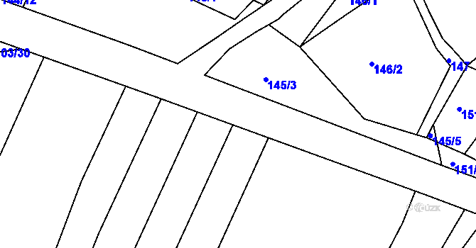 Parcela st. 665/102 v KÚ Třebýcinka, Katastrální mapa