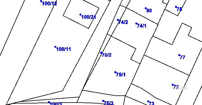 Parcela st. 75/2 v KÚ Červenka, Katastrální mapa